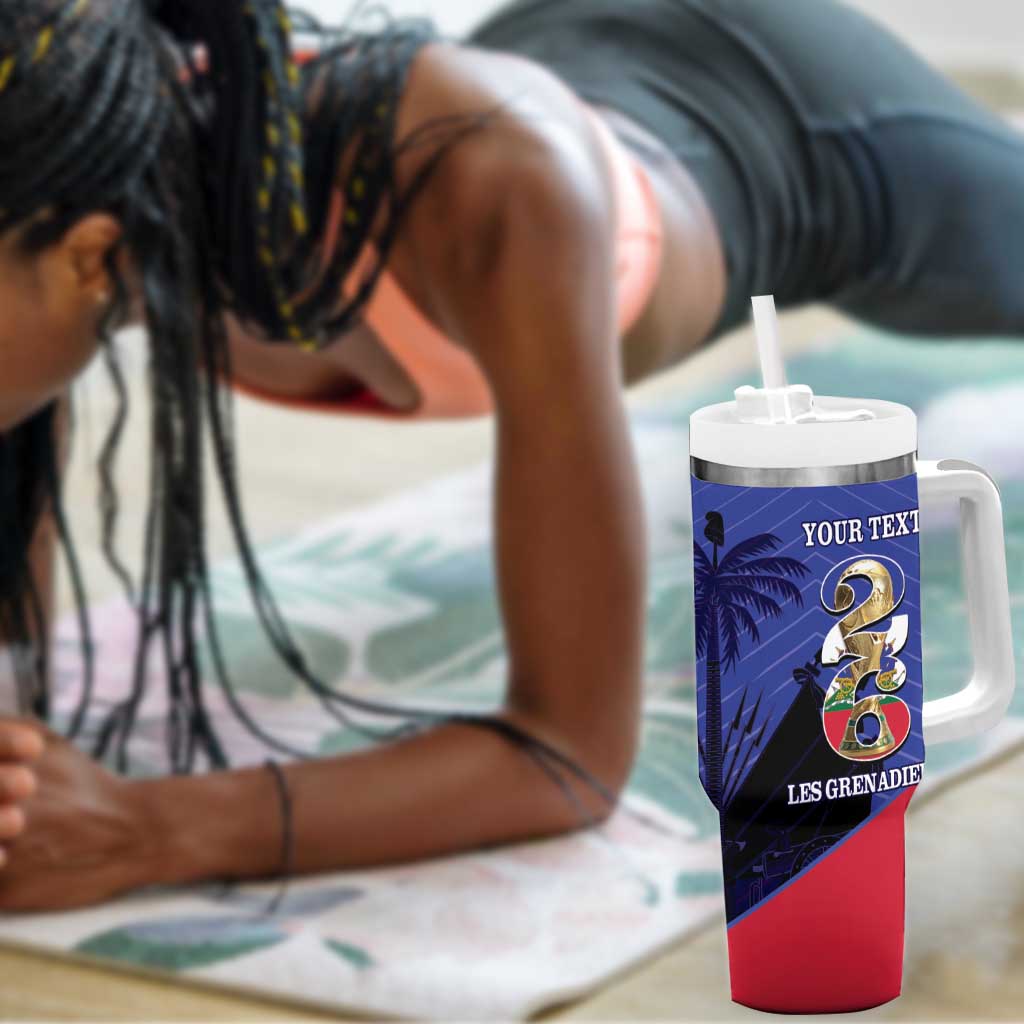 Personalized Les Grenadiers Haiti Football Tumbler With Handle 2026 Nou Retounen Blue Version - African Pride