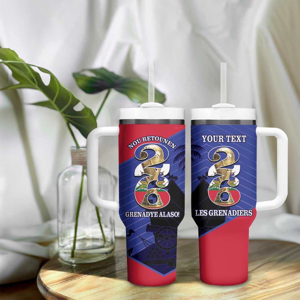 Personalized Les Grenadiers Haiti Football Tumbler With Handle 2026 Nou Retounen Blue Version - African Pride