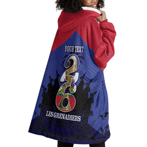 Personalized Les Grenadiers Haiti Football Wearable Blanket Hoodie 2026 Nou Retounen Blue Version - African Pride