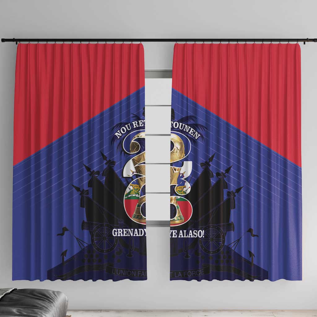 Les Grenadiers Haiti Football Window Curtain 2026 Nou Retounen Blue Version - African Pride