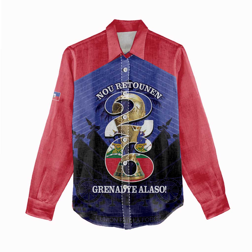 Personalized Les Grenadiers Haiti Football Women Casual Shirt 2026 Nou Retounen Blue Version - African Pride