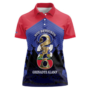 Personalized Les Grenadiers Haiti Football Women Polo Shirt 2026 Nou Retounen Blue Version - African Pride