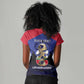 Personalized Les Grenadiers Haiti Football Women V-Neck T-Shirt 2026 Nou Retounen Blue Version - African Pride