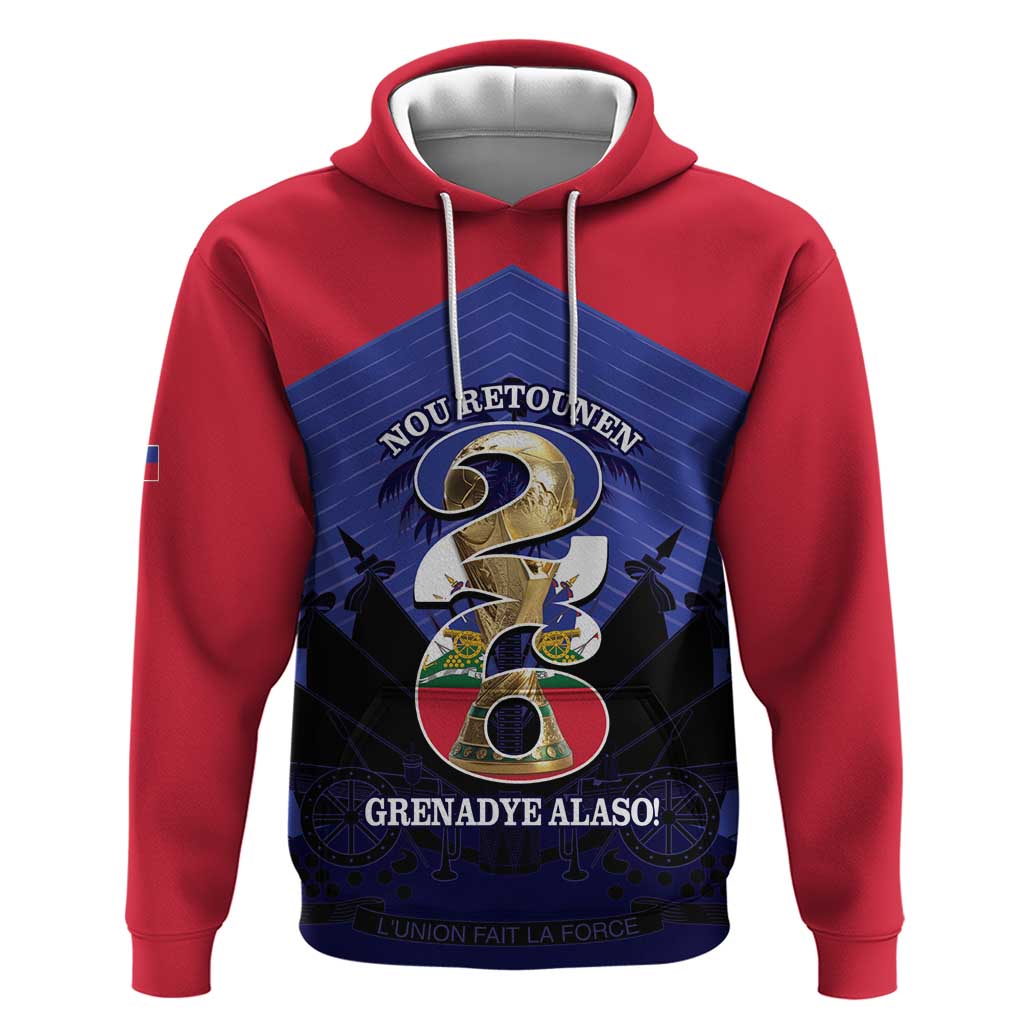 Personalized Les Grenadiers Haiti Football Zip Hoodie 2026 Nou Retounen Blue Version - African Pride