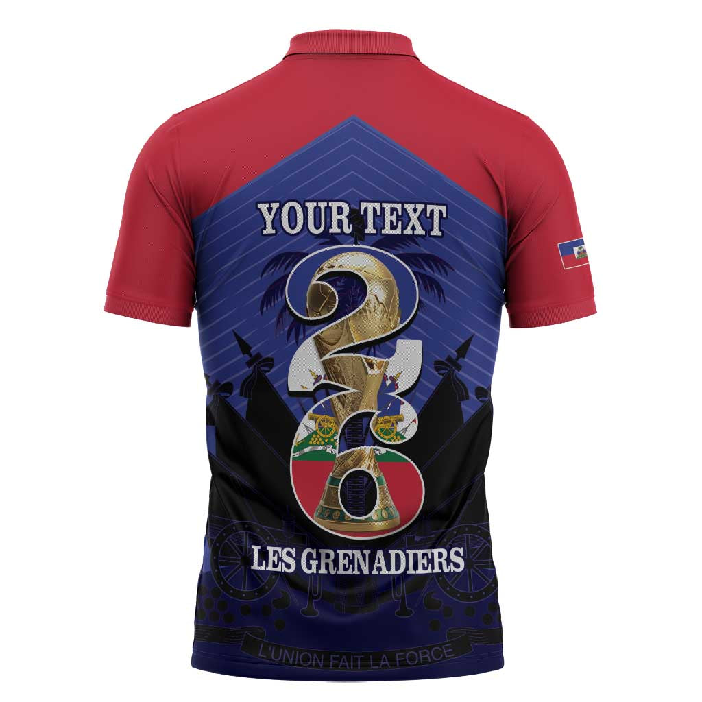Personalized Les Grenadiers Haiti Football Zipper Polo Shirt 2026 Nou Retounen Blue Version