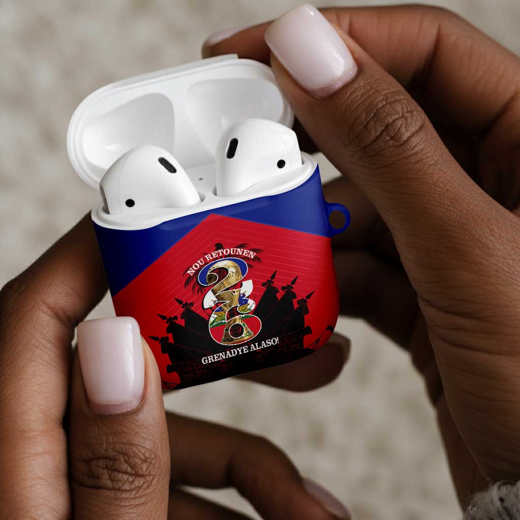 Les Grenadiers Haiti Football AirPods Case 2026 Nou Retounen Red Version
