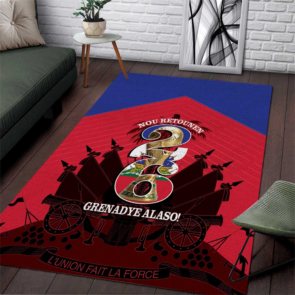 Les Grenadiers Haiti Football Area Rug 2026 Nou Retounen Red Version - African Pride