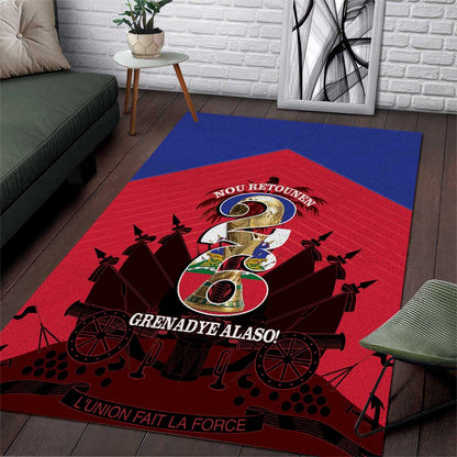Les Grenadiers Haiti Football Area Rug 2026 Nou Retounen Red Version - African Pride