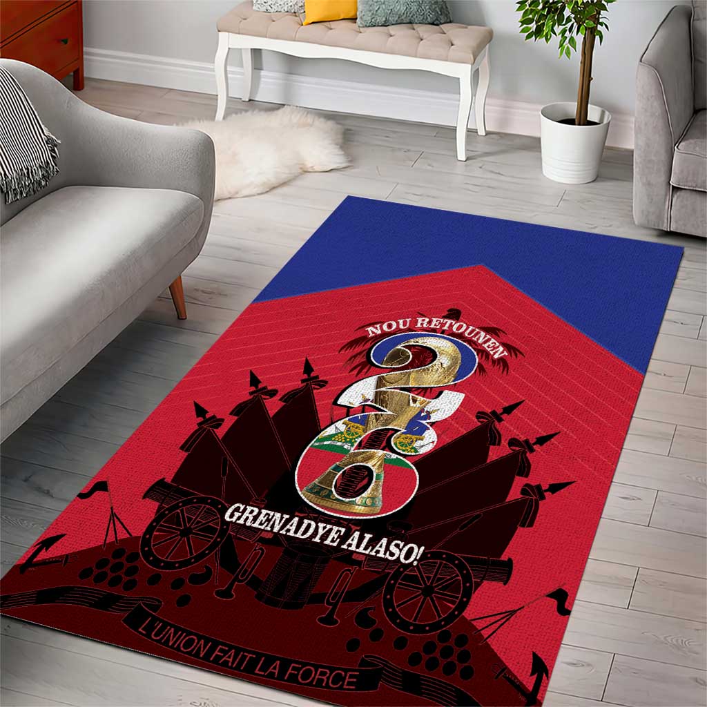 Les Grenadiers Haiti Football Area Rug 2026 Nou Retounen Red Version - African Pride