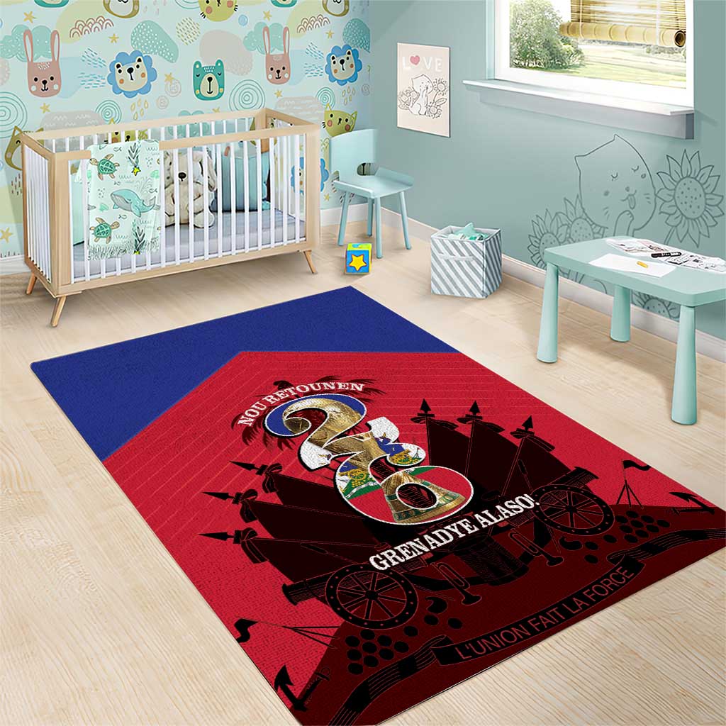 Les Grenadiers Haiti Football Area Rug 2026 Nou Retounen Red Version - African Pride