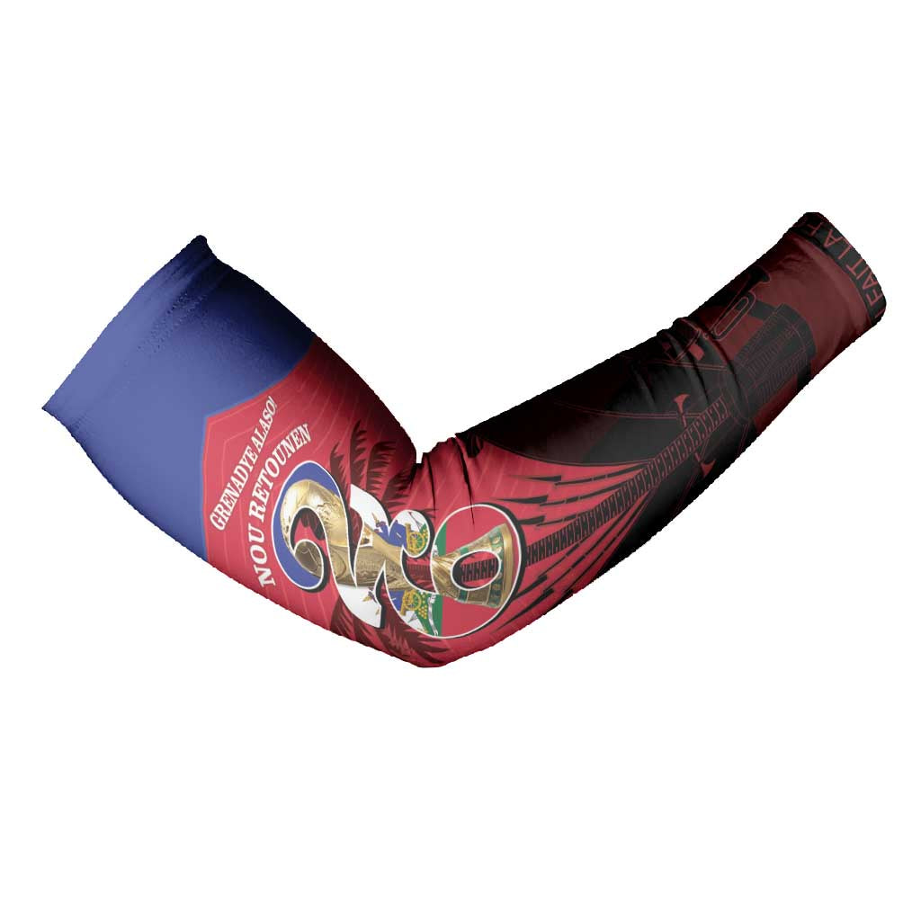 Personalized Les Grenadiers Haiti Football Arm Sleeves 2026 Nou Retounen Red Version