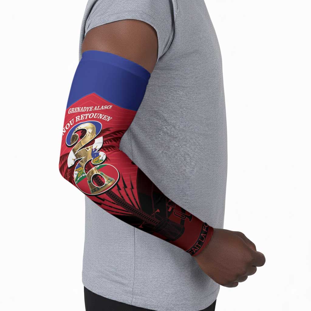 Personalized Les Grenadiers Haiti Football Arm Sleeves 2026 Nou Retounen Red Version