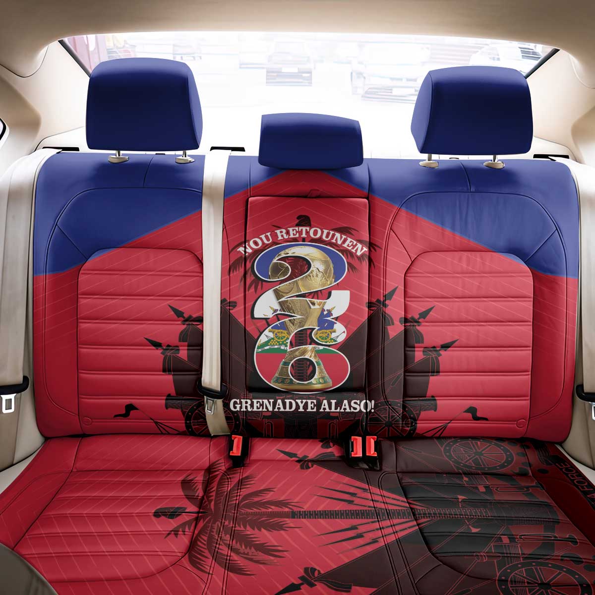 Les Grenadiers Haiti Football Back Car Seat Cover 2026 Nou Retounen Red Version - African Pride