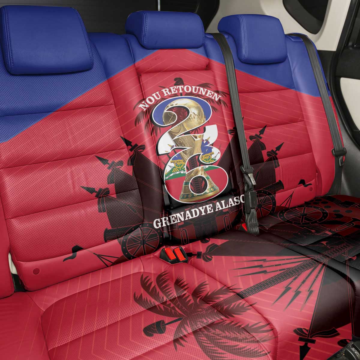 Les Grenadiers Haiti Football Back Car Seat Cover 2026 Nou Retounen Red Version - African Pride