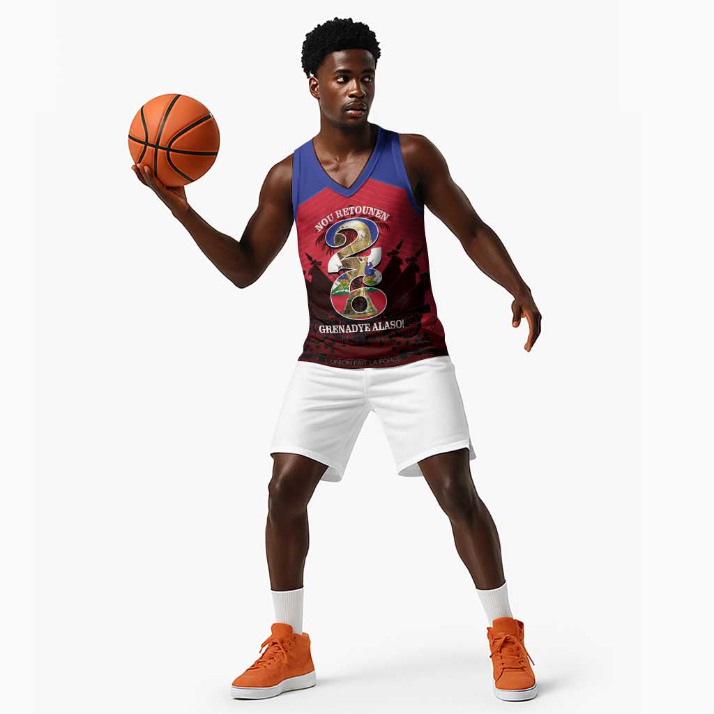 Personalized Les Grenadiers Haiti Football Basketball Jersey 2026 Nou Retounen Red Version - African Pride