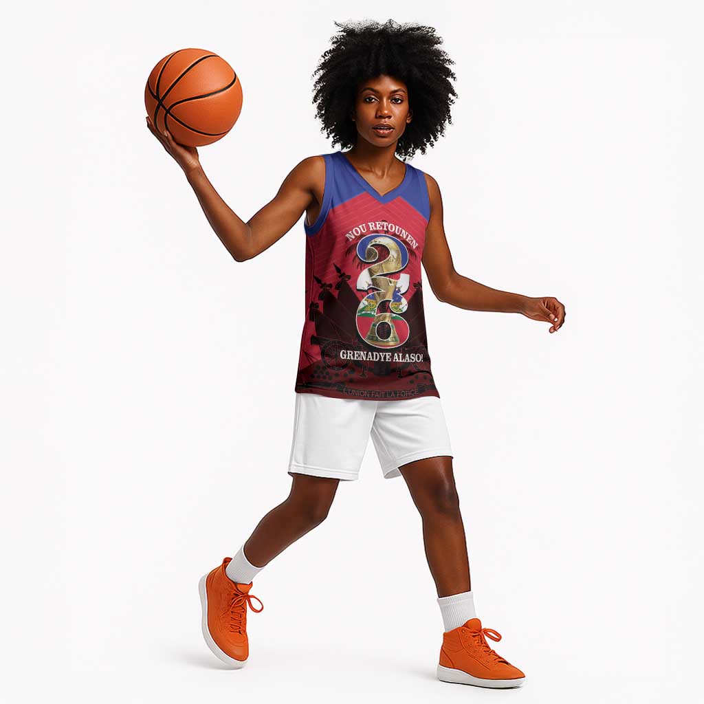 Personalized Les Grenadiers Haiti Football Basketball Jersey 2026 Nou Retounen Red Version - African Pride