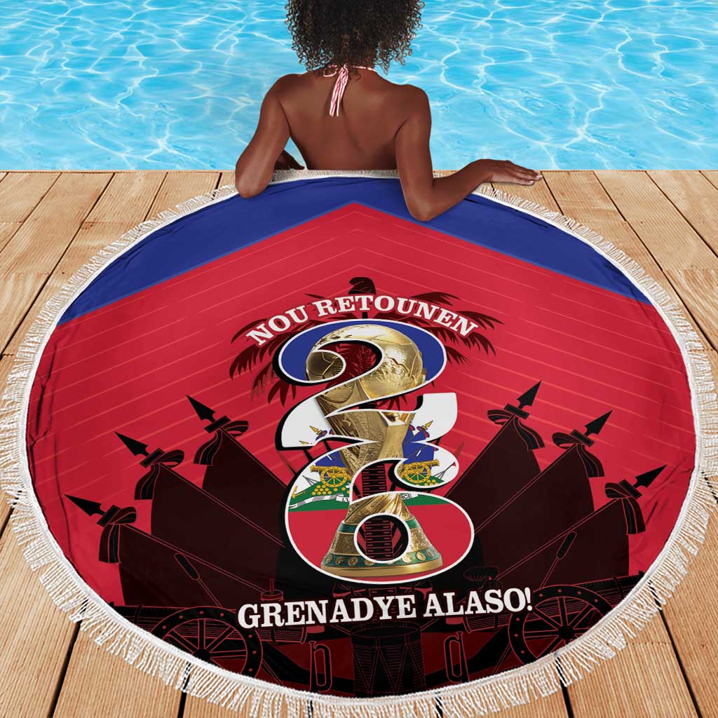 Les Grenadiers Haiti Football Beach Blanket 2026 Nou Retounen Red Version - African Pride