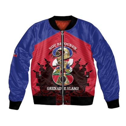 Personalized Les Grenadiers Haiti Football Bomber Jacket 2026 Nou Retounen Red Version - African Pride