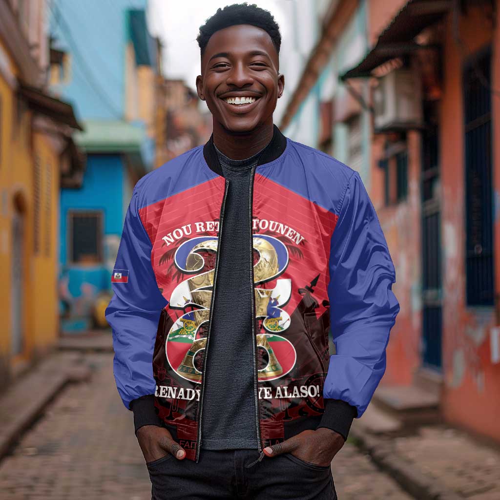 Personalized Les Grenadiers Haiti Football Bomber Jacket 2026 Nou Retounen Red Version - African Pride