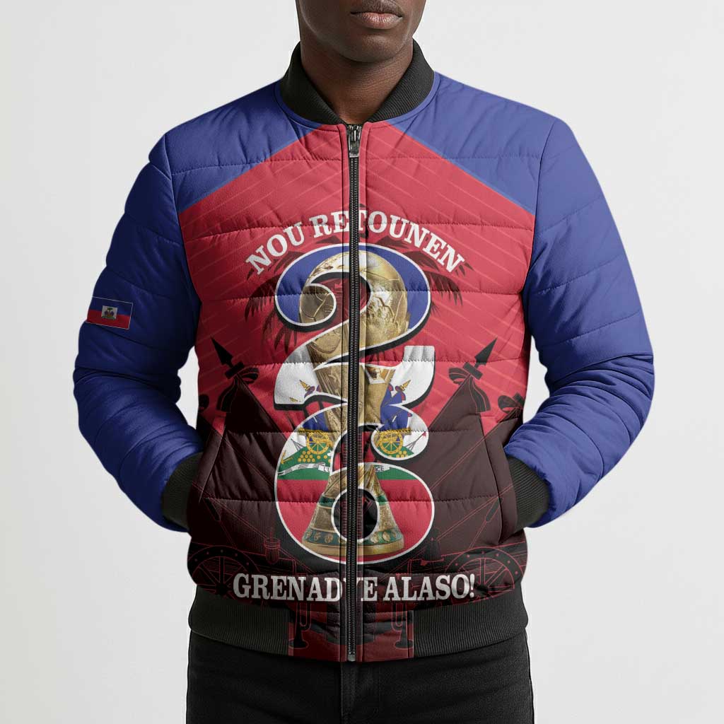 Personalized Les Grenadiers Haiti Football Bomber Puffer Jacket 2026 Nou Retounen Red Version