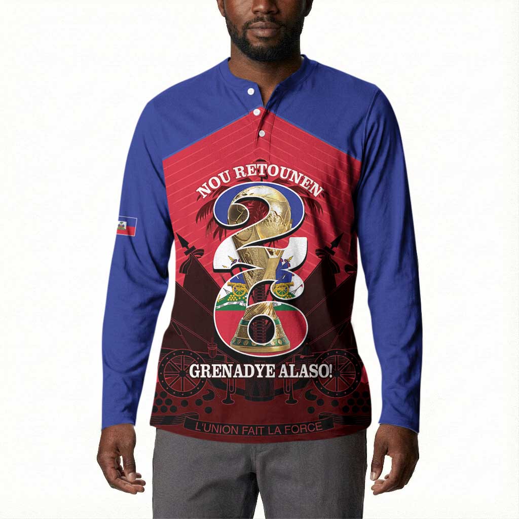 Personalized Les Grenadiers Haiti Football Button Sweatshirt 2026 Nou Retounen Red Version