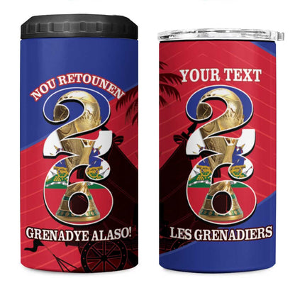 Personalized Les Grenadiers Haiti Football 4 in 1 Can Cooler Tumbler 2026 Nou Retounen Red Version - African Pride