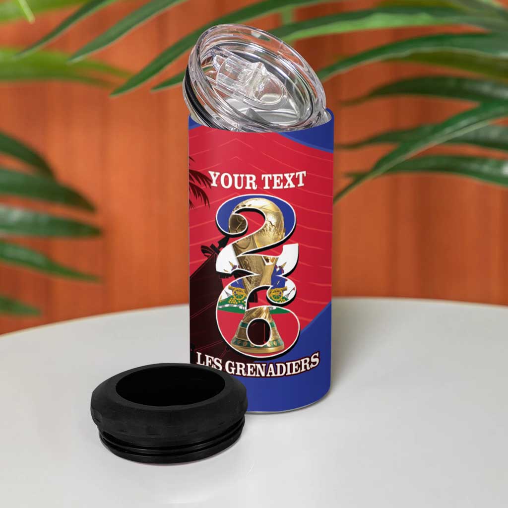 Personalized Les Grenadiers Haiti Football 4 in 1 Can Cooler Tumbler 2026 Nou Retounen Red Version - African Pride