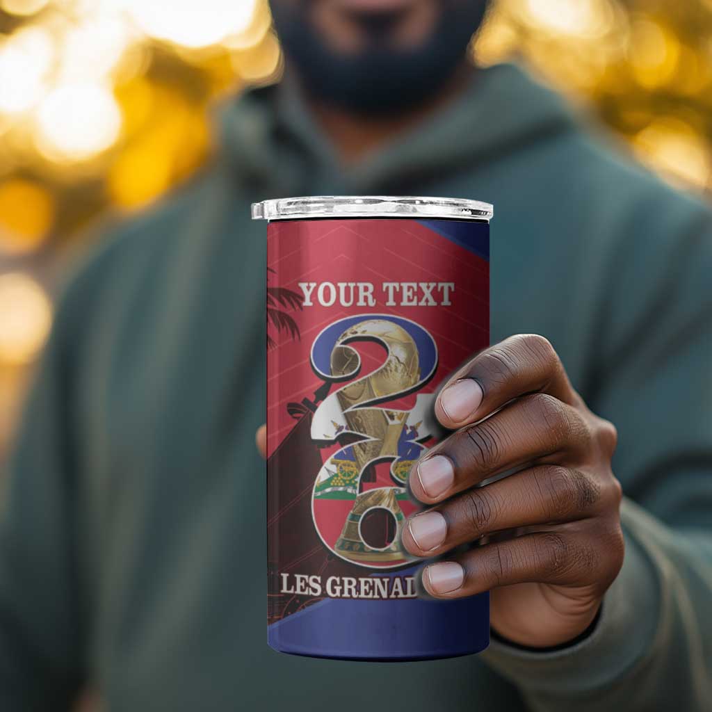 Personalized Les Grenadiers Haiti Football 4 in 1 Can Cooler Tumbler 2026 Nou Retounen Red Version - African Pride