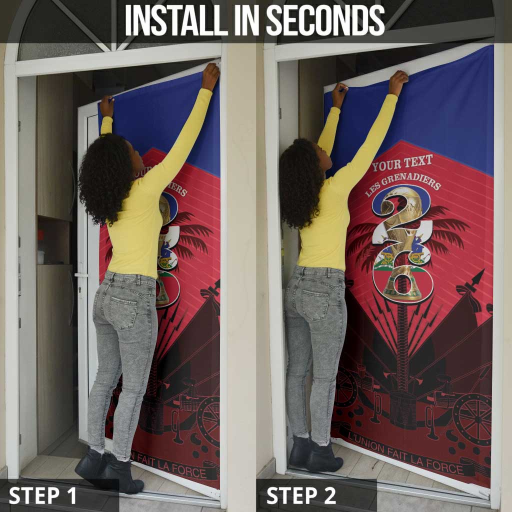 Personalized Les Grenadiers Haiti Football Door Cover 2026 Nou Retounen Red Version