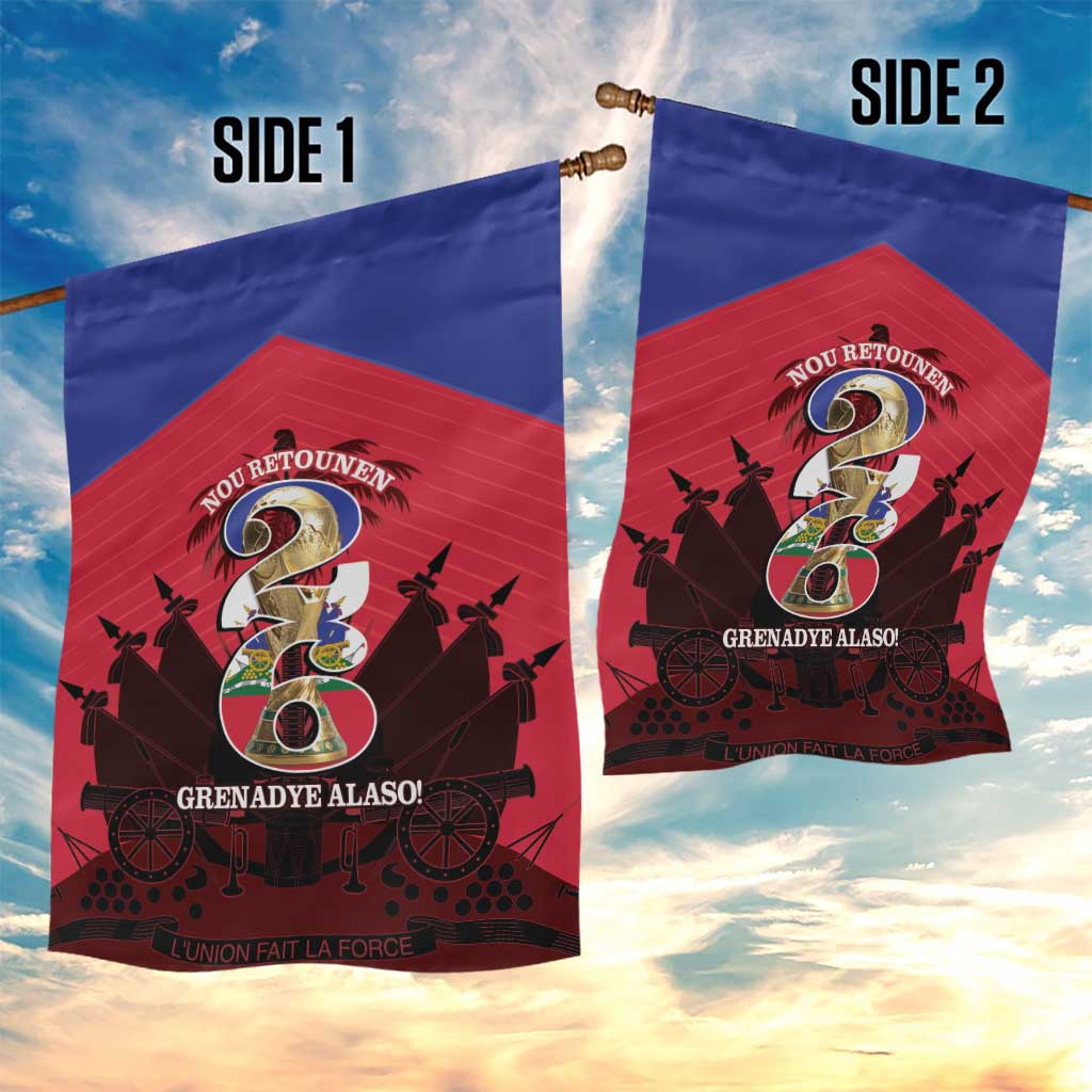 Les Grenadiers Haiti Football Garden Flag 2026 Nou Retounen Red Version - African Pride