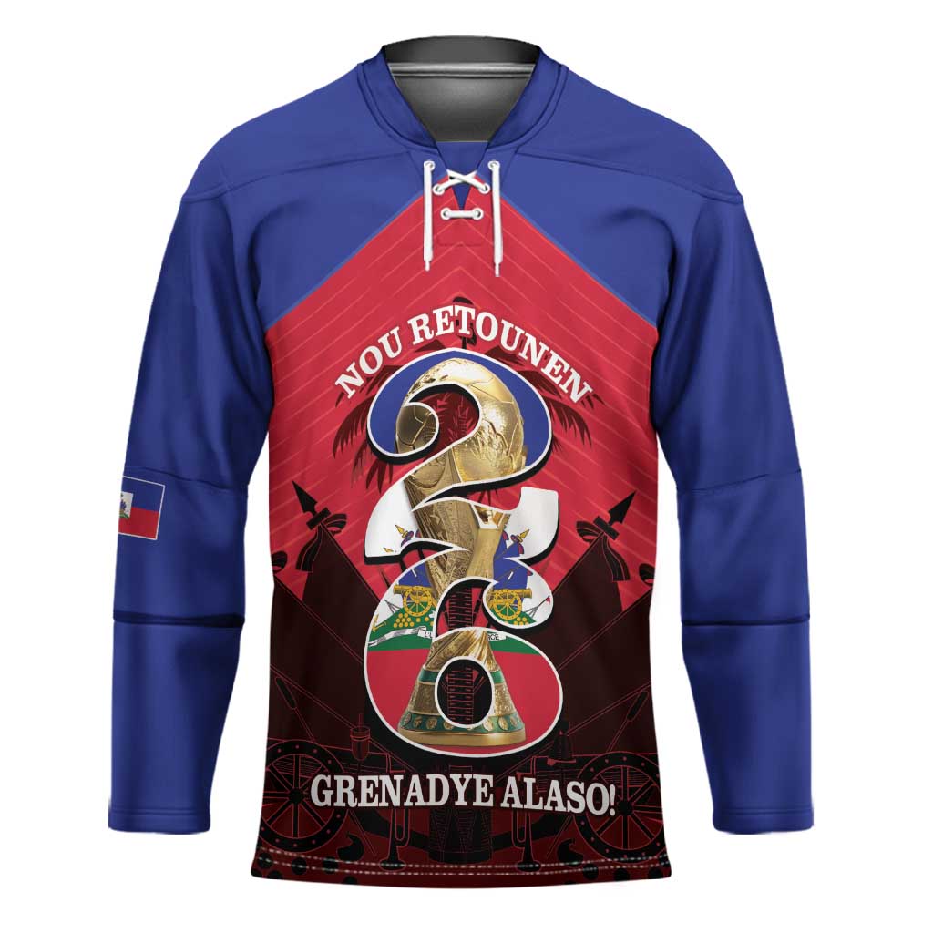 Personalized Les Grenadiers Haiti Football Hockey Jersey 2026 Nou Retounen Red Version