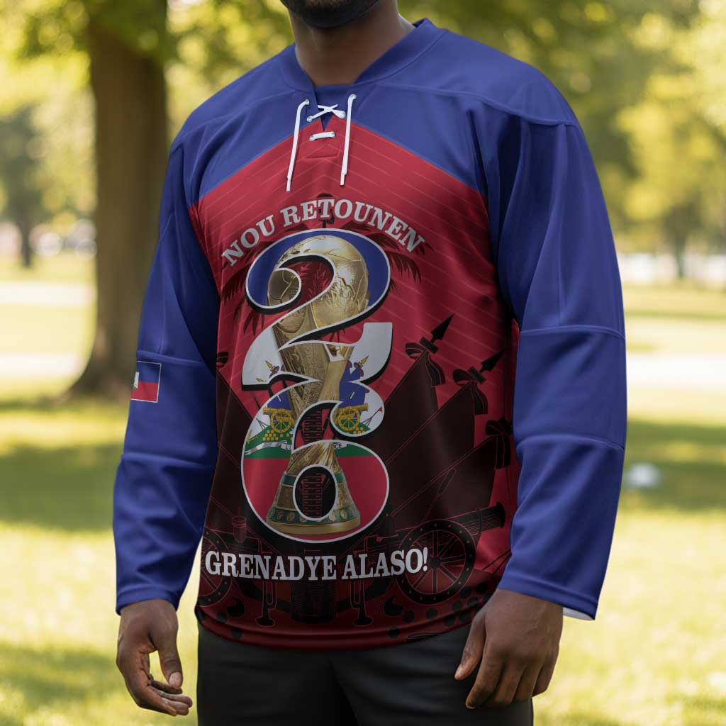 Personalized Les Grenadiers Haiti Football Hockey Jersey 2026 Nou Retounen Red Version