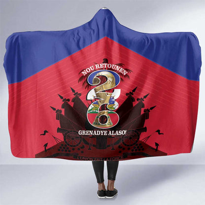 Les Grenadiers Haiti Football Hooded Blanket 2026 Nou Retounen Red Version - African Pride