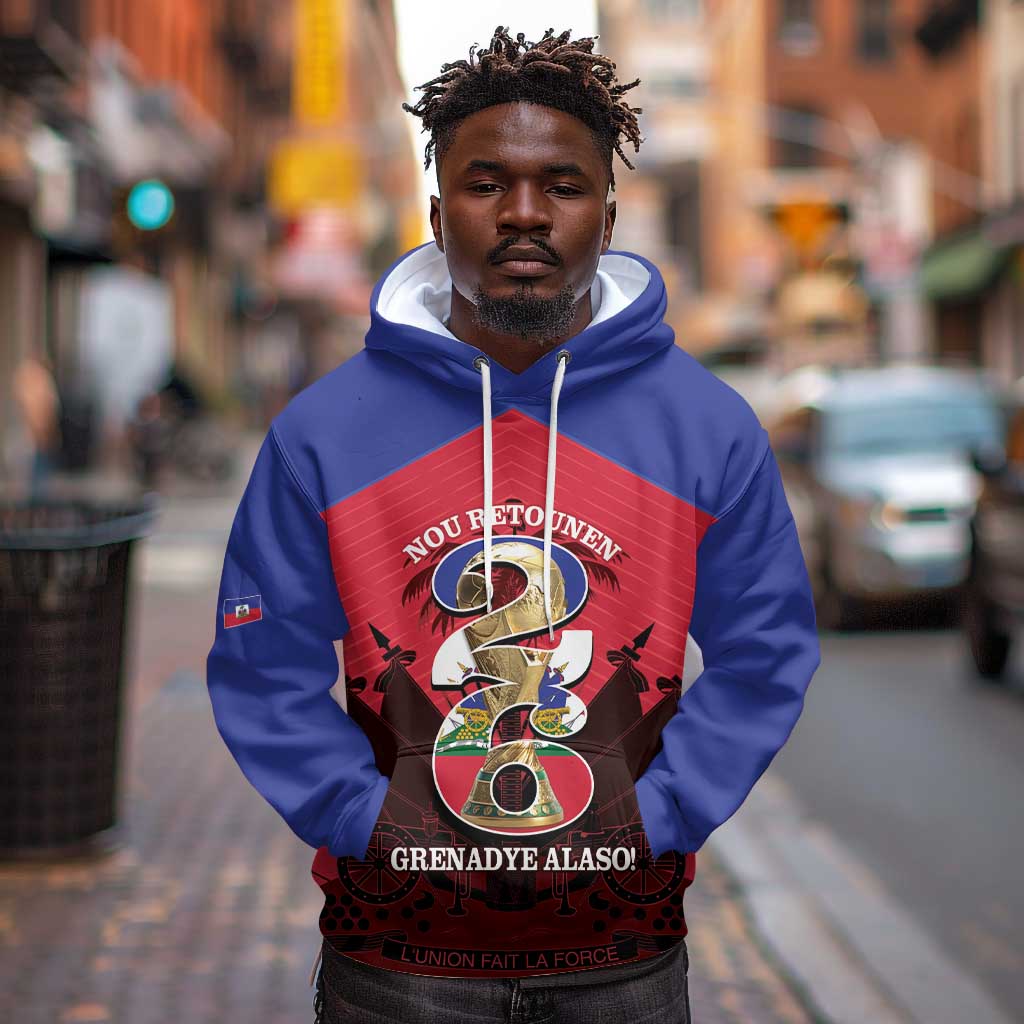 Personalized Les Grenadiers Haiti Football Hoodie 2026 Nou Retounen Red Version - African Pride