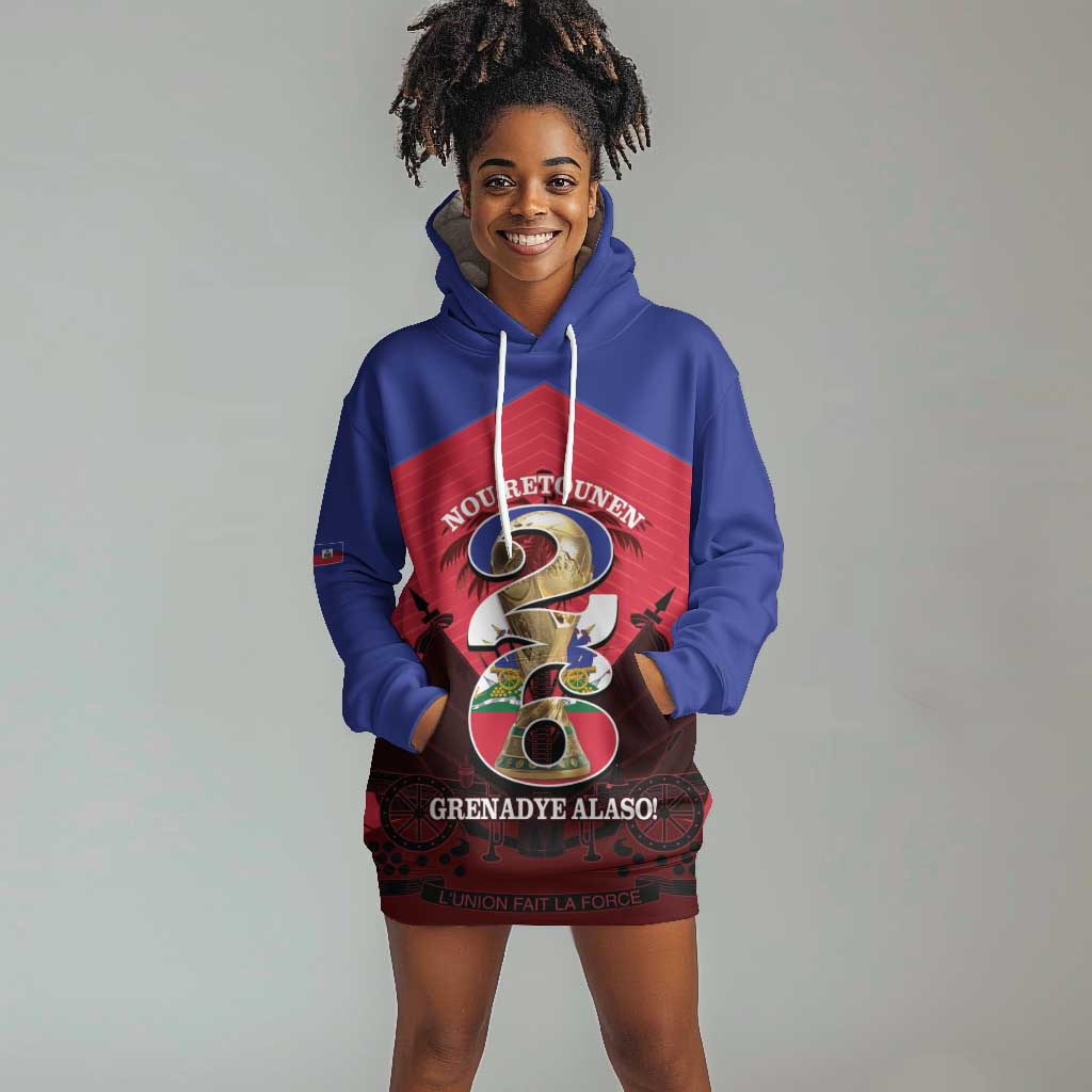 Personalized Les Grenadiers Haiti Football Hoodie Dress 2026 Nou Retounen Red Version - African Pride