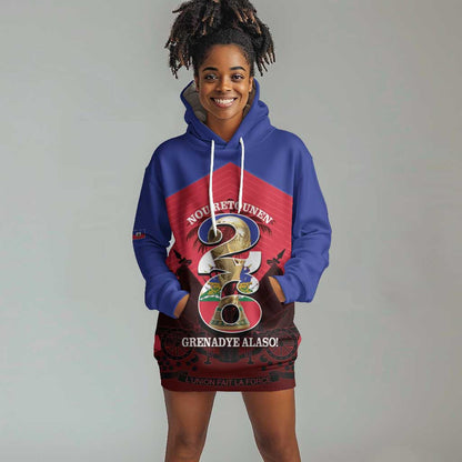 Personalized Les Grenadiers Haiti Football Hoodie Dress 2026 Nou Retounen Red Version - African Pride