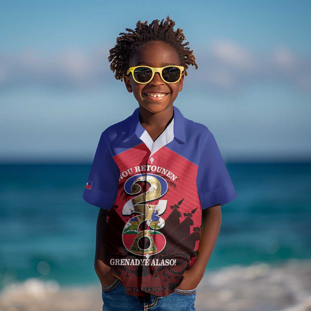 Personalized Les Grenadiers Haiti Football Kid Hawaiian Shirt 2026 Nou Retounen Red Version - African Pride