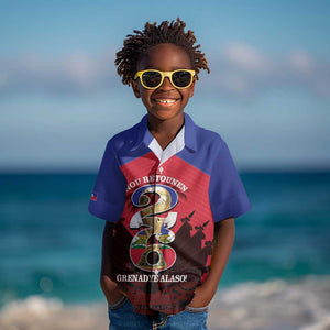 Personalized Les Grenadiers Haiti Football Kid Hawaiian Shirt 2026 Nou Retounen Red Version - African Pride