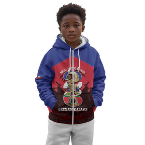 Personalized Les Grenadiers Haiti Football Kid Hoodie 2026 Nou Retounen Red Version - African Pride