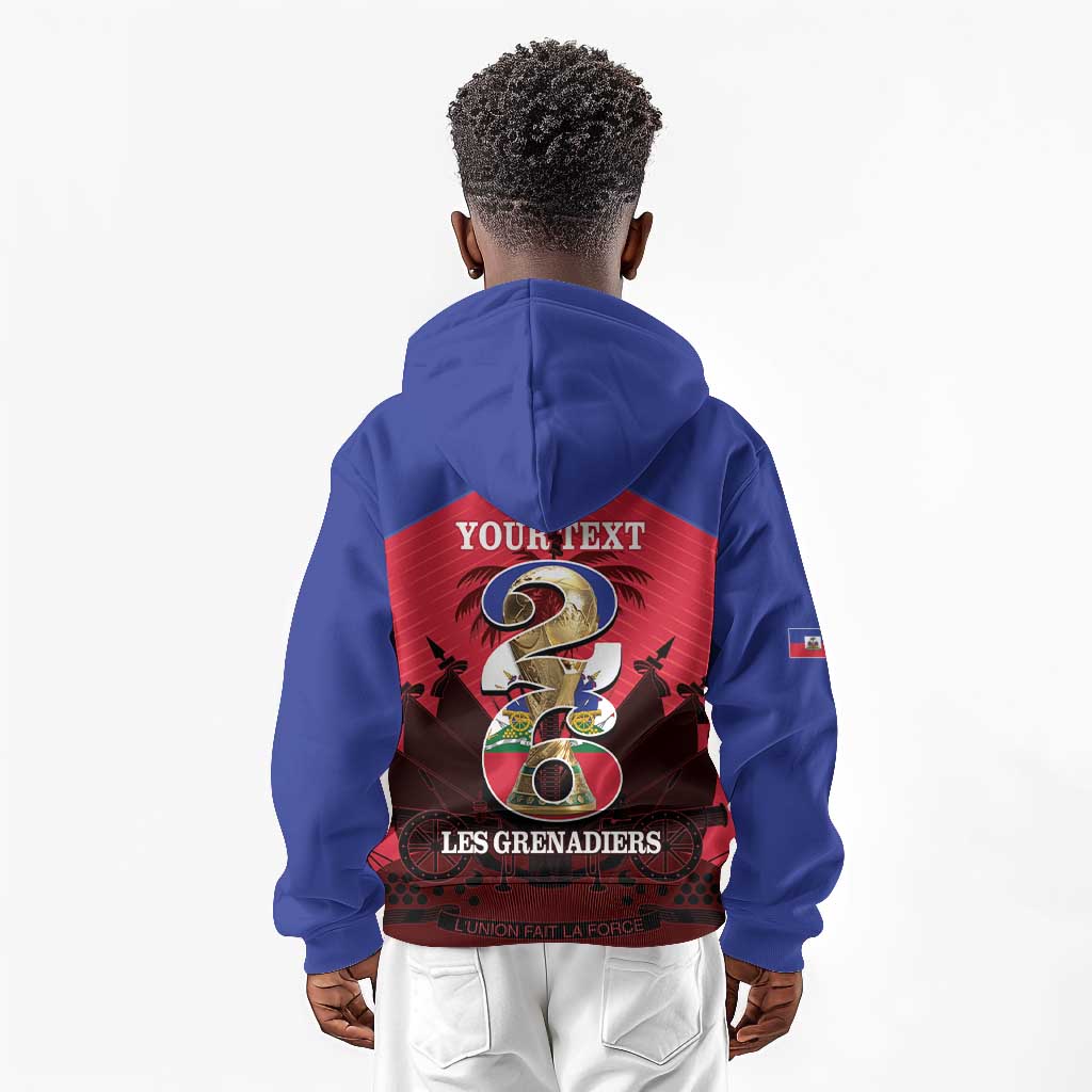Personalized Les Grenadiers Haiti Football Kid Hoodie 2026 Nou Retounen Red Version - African Pride