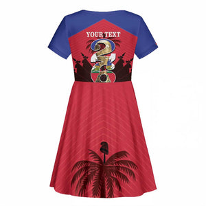 Personalized Les Grenadiers Haiti Football Kid Short Sleeve Dress 2026 Nou Retounen Red Version - African Pride