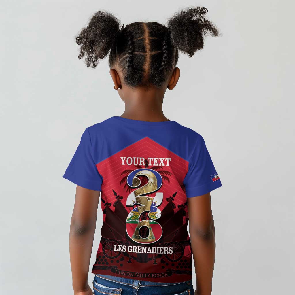 Personalized Les Grenadiers Haiti Football Kid T shirt 2026 Nou Retounen Red Version - African Pride