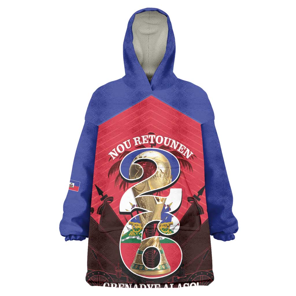 Personalized Les Grenadiers Haiti Football Kid Wearable Blanket Hoodie 2026 Nou Retounen Red Version - African Pride