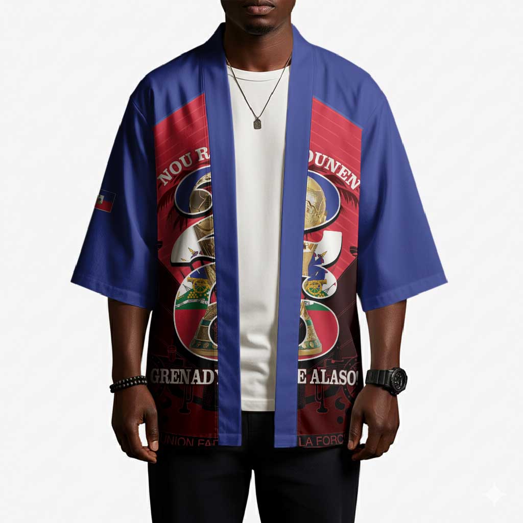 Personalized Les Grenadiers Haiti Football Kimono 2026 Nou Retounen Red Version