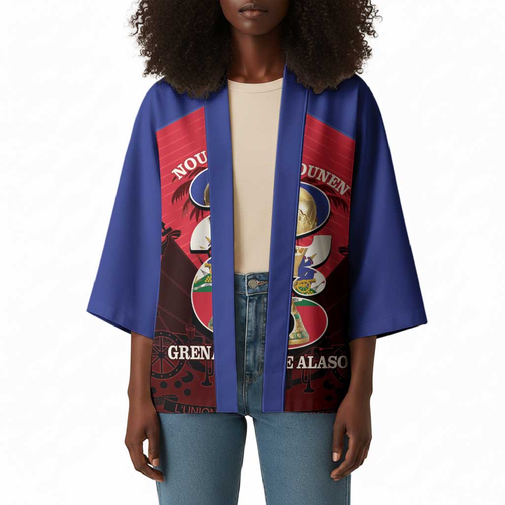 Personalized Les Grenadiers Haiti Football Kimono 2026 Nou Retounen Red Version
