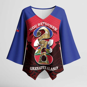 Personalized Les Grenadiers Haiti Football Kimono Sleeve Blouse 2026 Nou Retounen Red Version