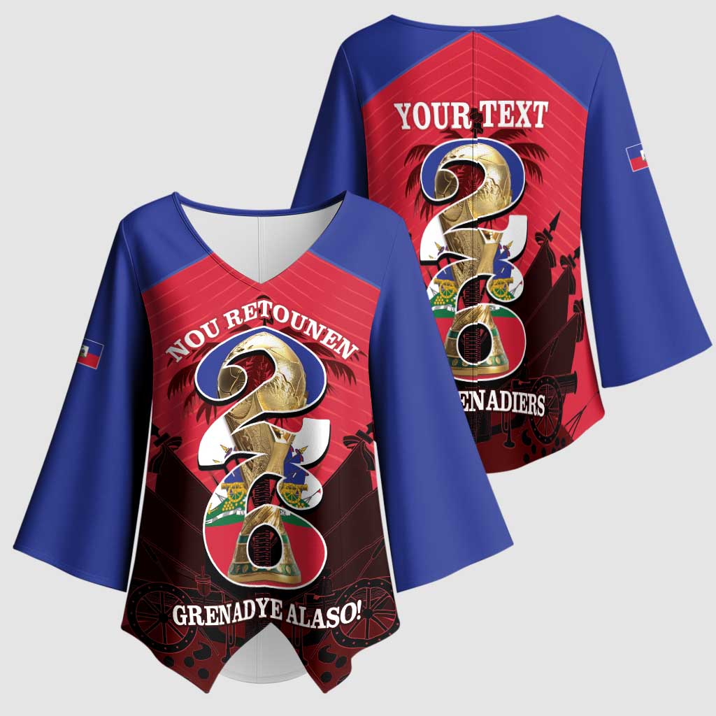 Personalized Les Grenadiers Haiti Football Kimono Sleeve Blouse 2026 Nou Retounen Red Version