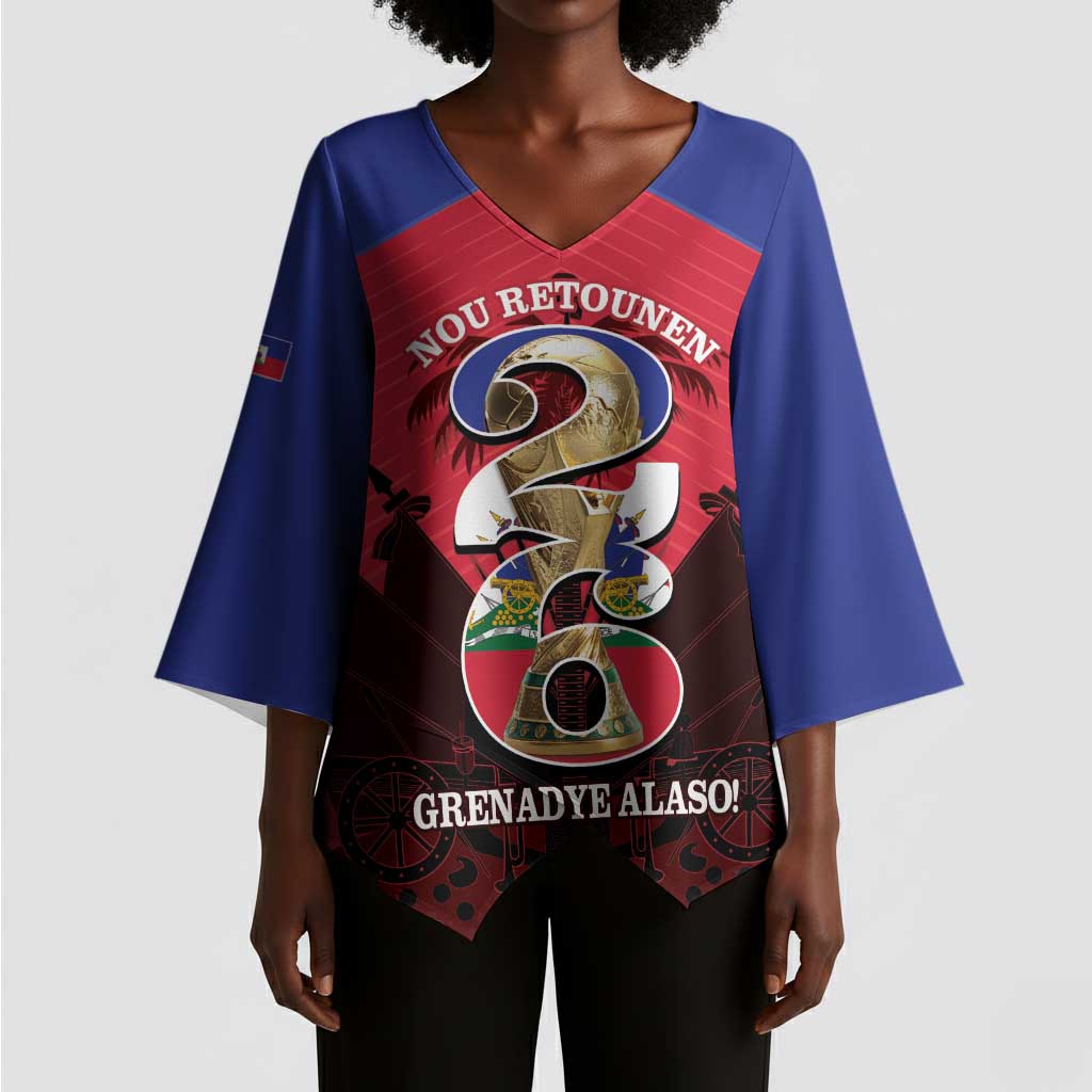 Personalized Les Grenadiers Haiti Football Kimono Sleeve Blouse 2026 Nou Retounen Red Version