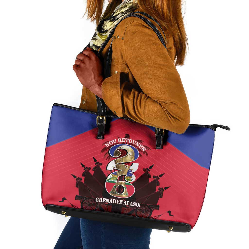 Les Grenadiers Haiti Football Leather Tote Bag 2026 Nou Retounen Red Version - African Pride