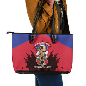 Les Grenadiers Haiti Football Leather Tote Bag 2026 Nou Retounen Red Version - African Pride